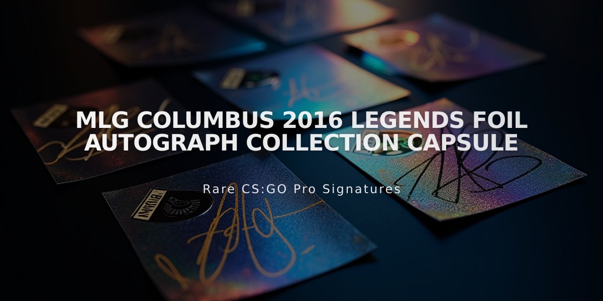 MLG Columbus 2016 Legends Foil Autograph Collection Capsule