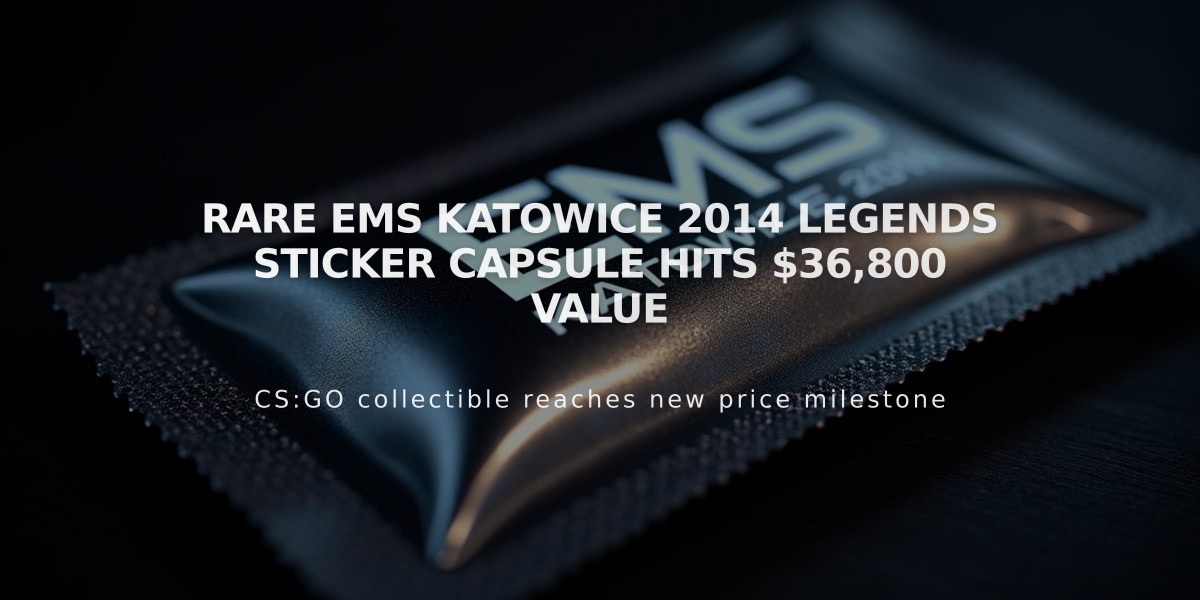 Rare EMS Katowice 2014 Legends Sticker Capsule Hits $36,800 Value