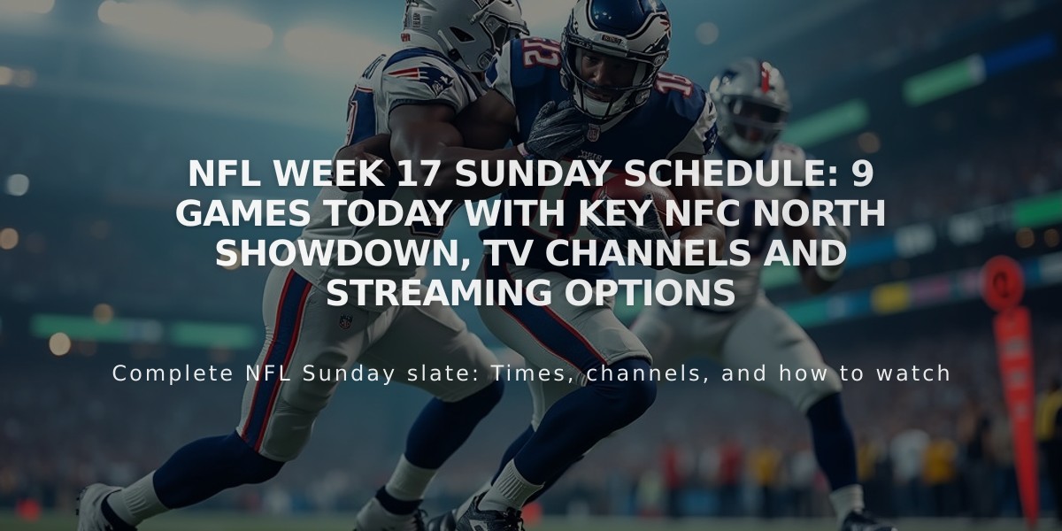 NFL Week 17 Sunday Schedule: 9 Games Today with Key NFC North Showdown, TV Channels and Streaming Options