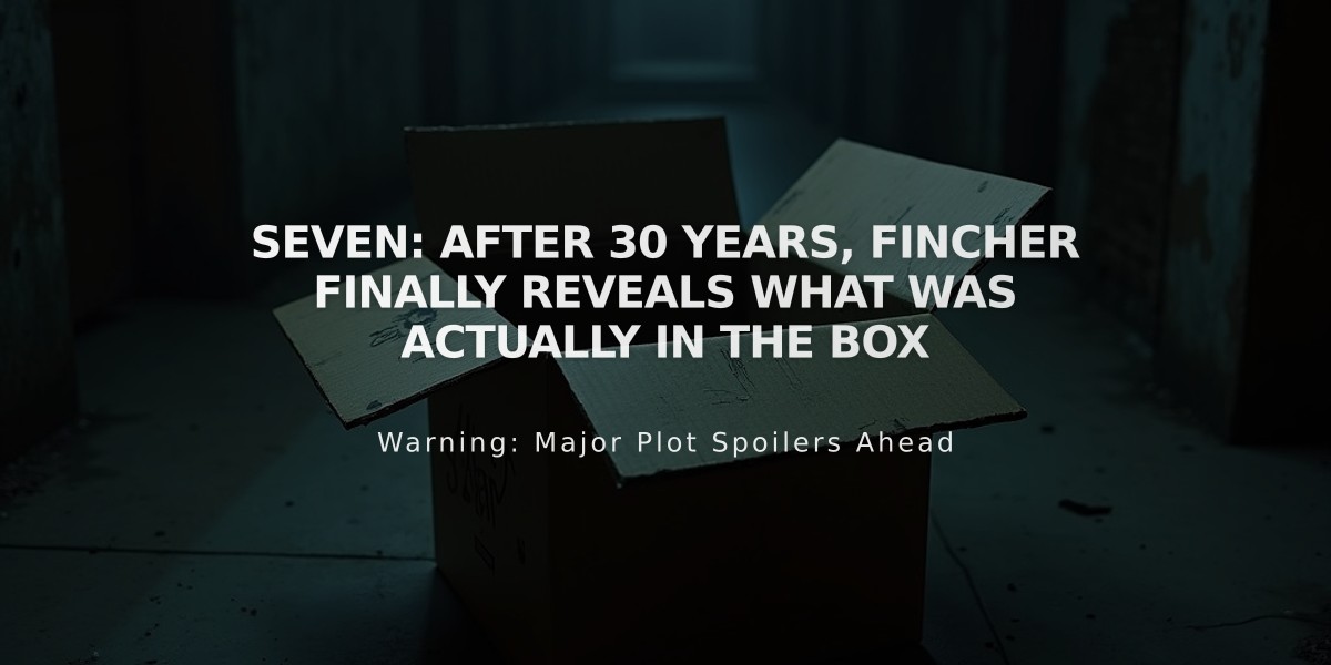 Seven: After 30 Years, Fincher Finally Reveals What Was Actually in the Box